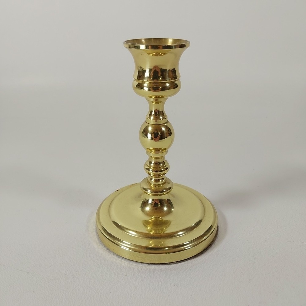Vtg Baldwin‎ 4 3/4" Solid Brass Candlesticks Candle Holders USA Heavy Shiny